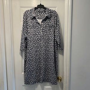 Lands End sixe2X blue with white flowers print dress